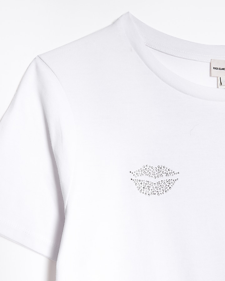 White diamante embellished t-shirt