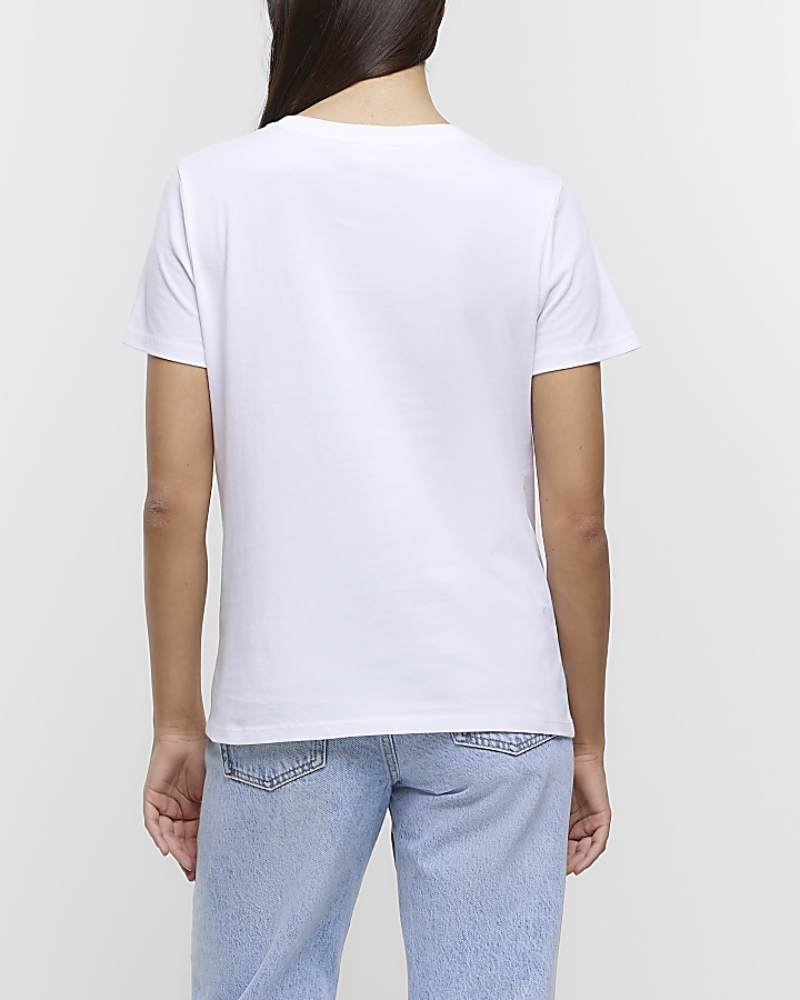 White diamante embellished t-shirt