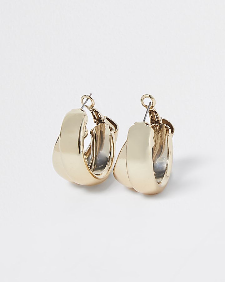 Gold chunky wrap hoop earrings