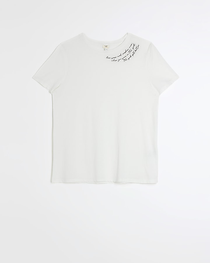 Cream embroidered t-shirt