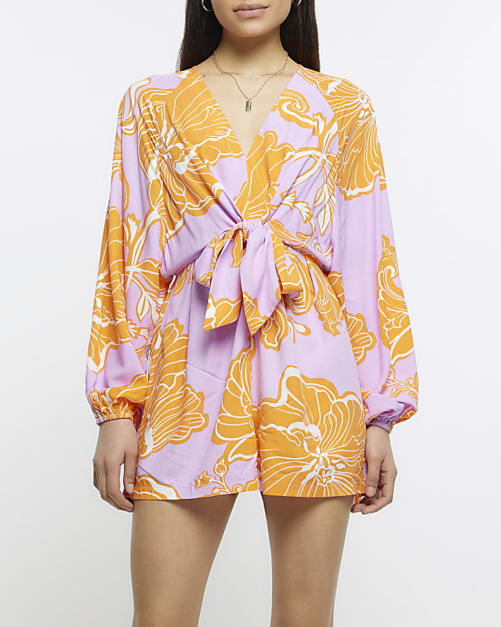 River island orange store playsuit