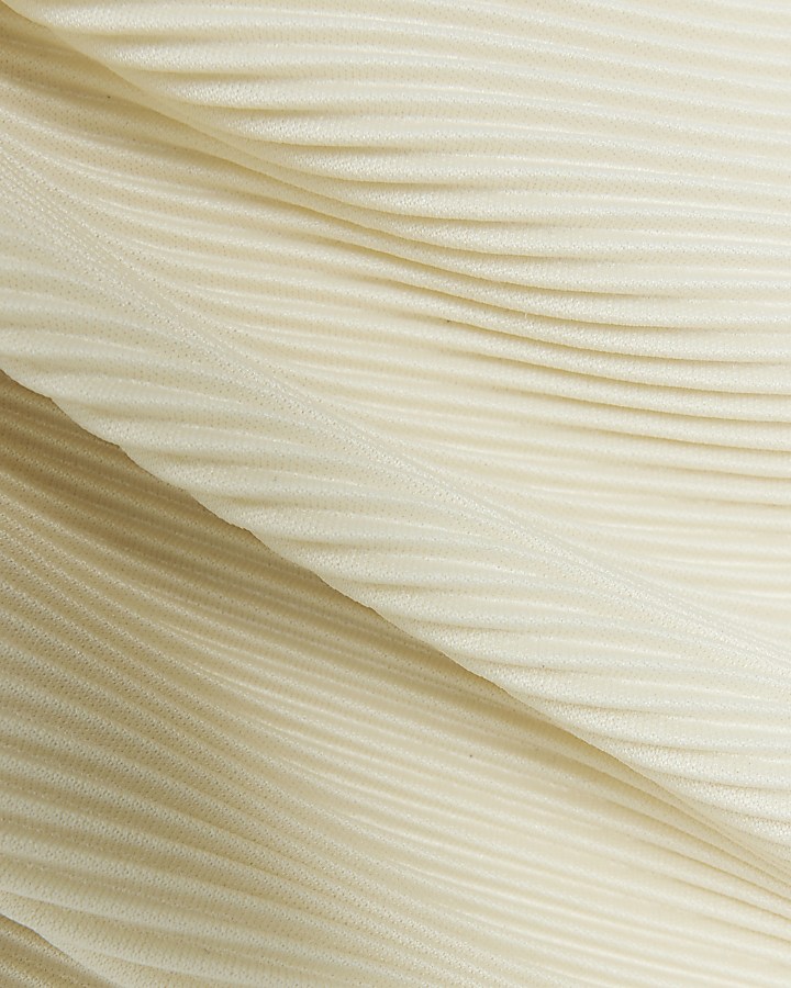 Cream plisse aysmmetrical top