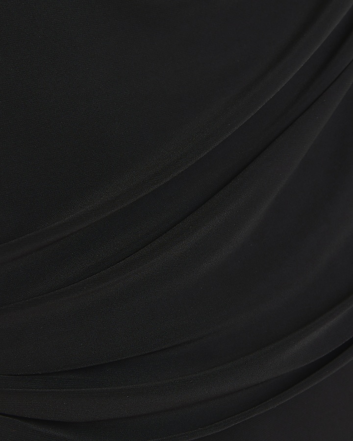 Black asymmetric one sleeve bodysuit