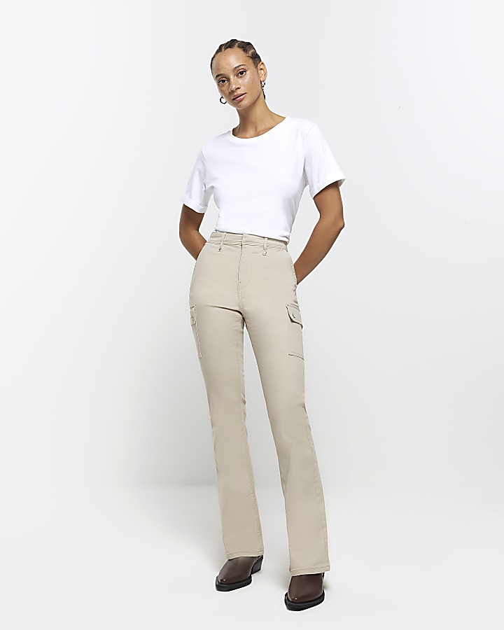 Flared cargo hot sale trousers