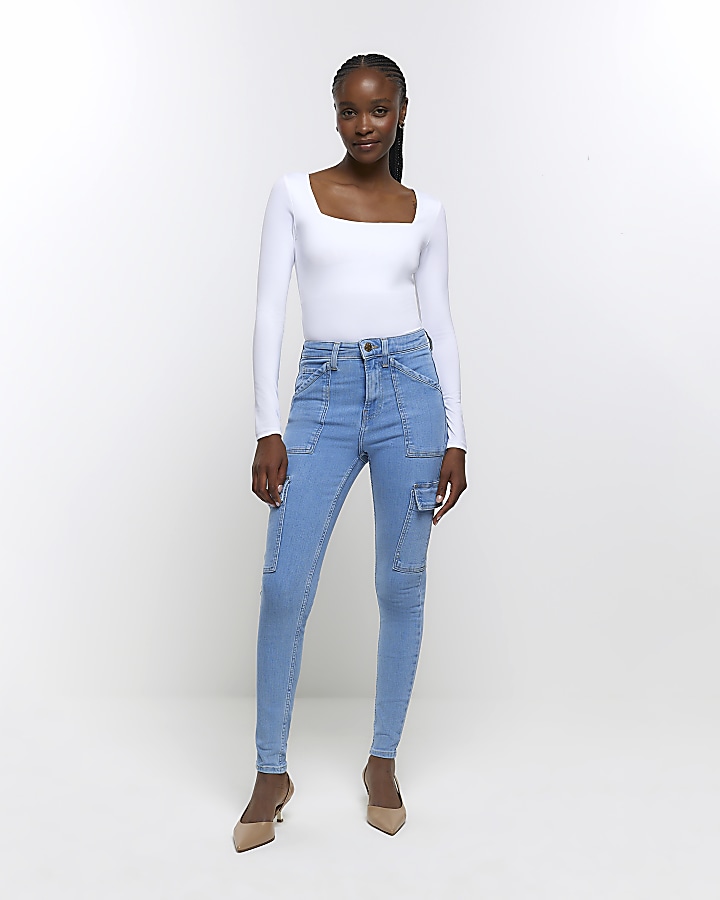 High Waisted Mom Jeans - Blue