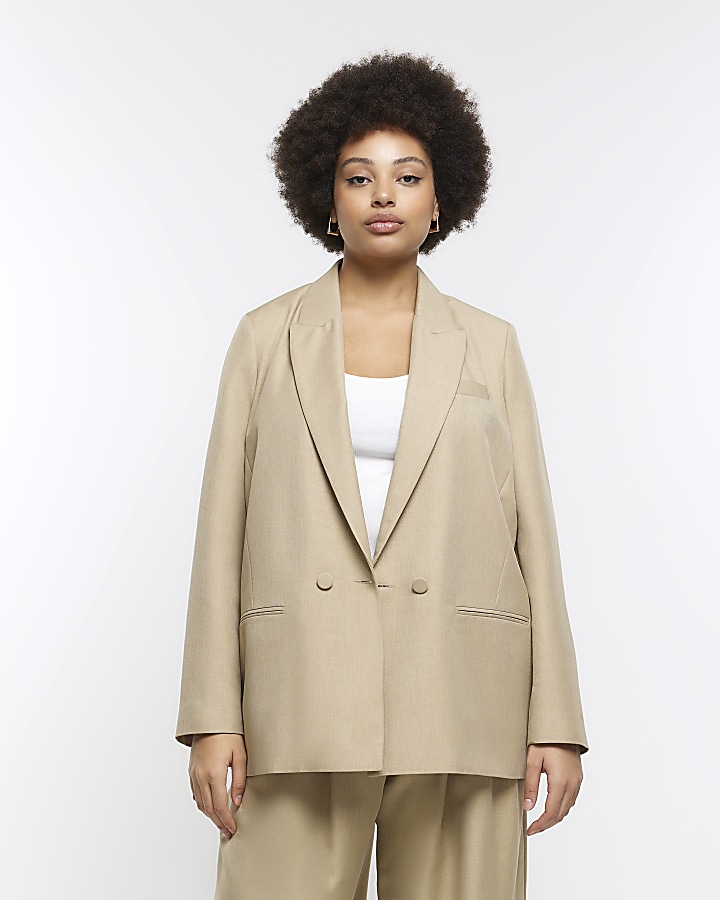 Plus Beige oversized blazer | River Island