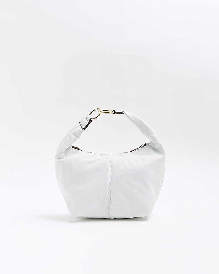 White leather grab bag | River Island
