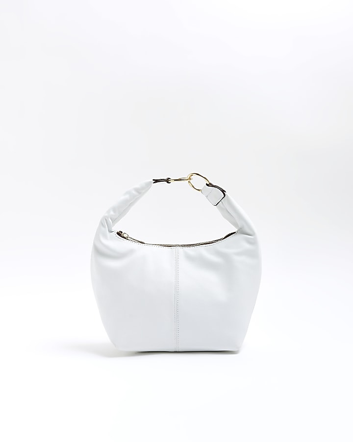 White leather grab bag