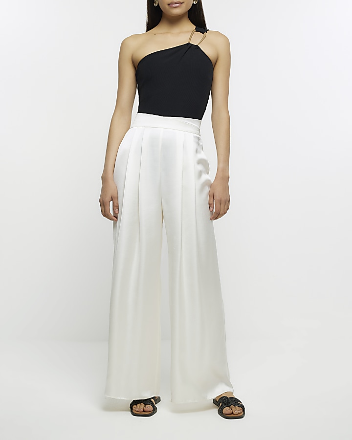 Stone wide leg trousers