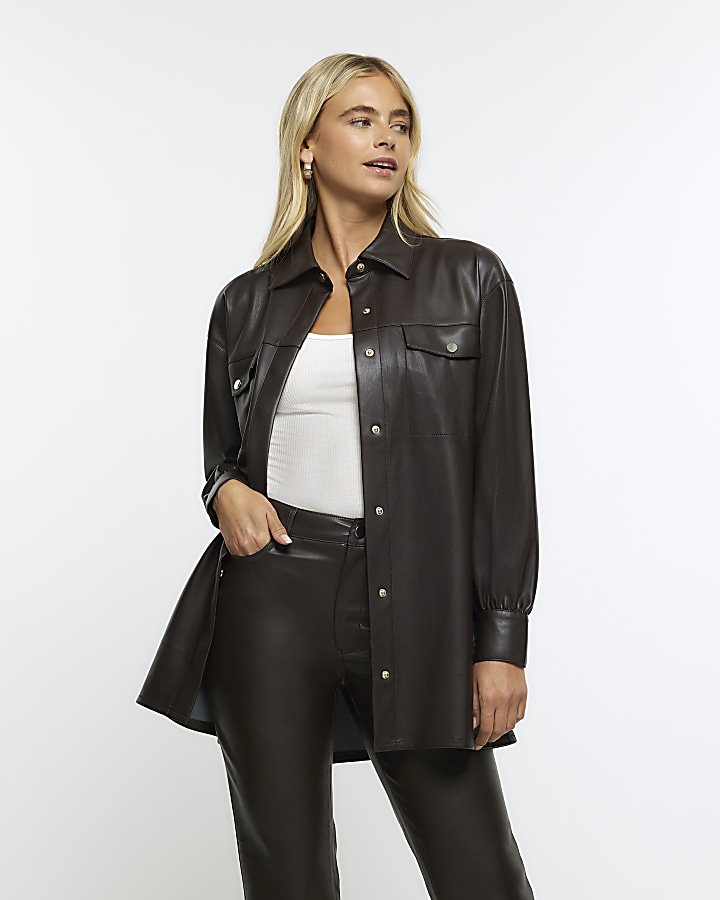 River island best sale leather shirt dress