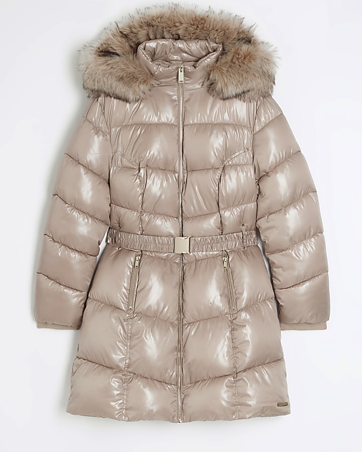 Brown fitted padded coat