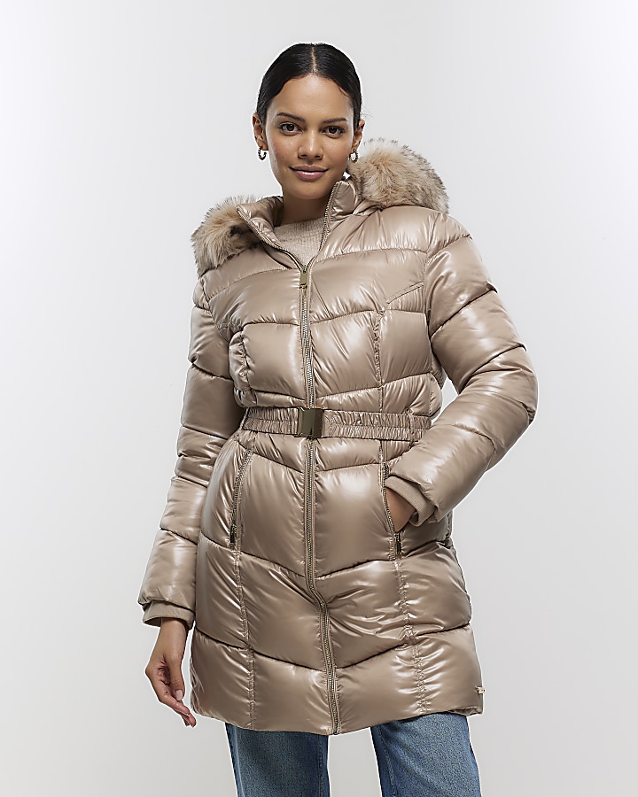 Brown fitted padded coat