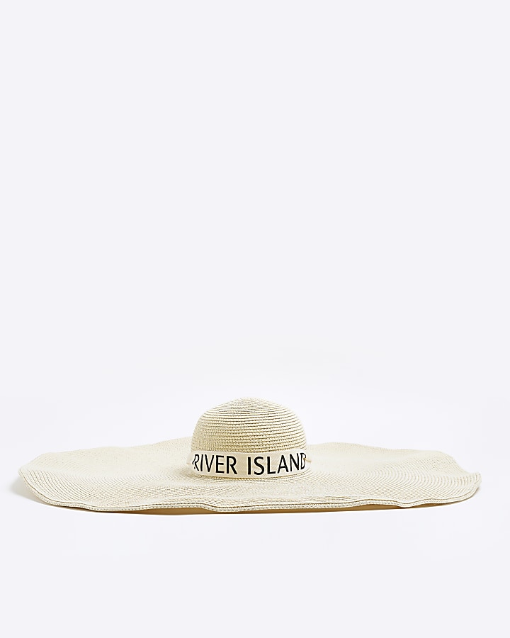 Beige oversized straw hat