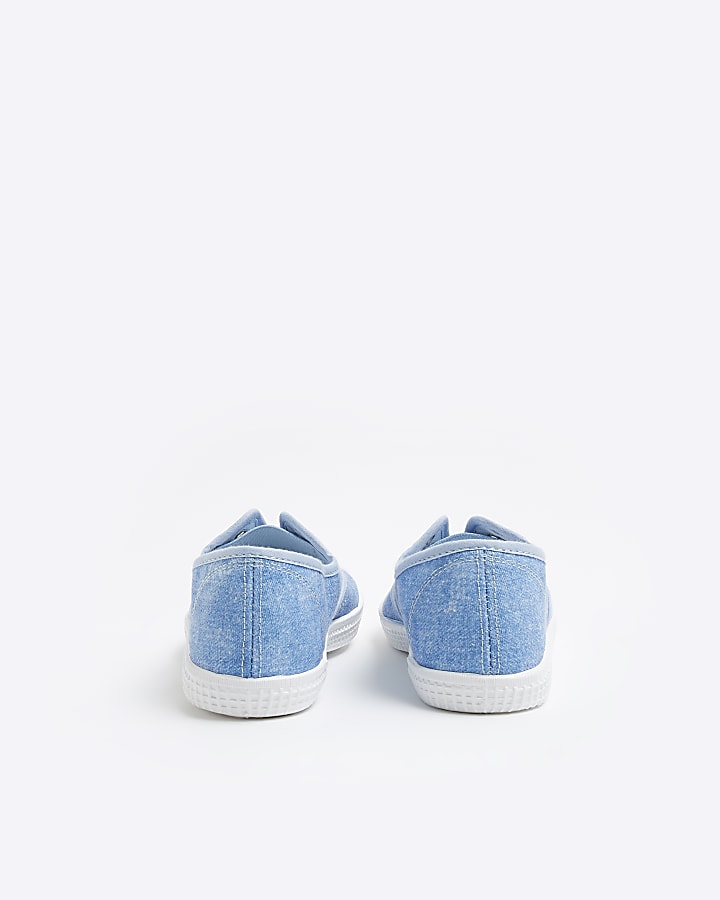 Blue canvas slip on trainers