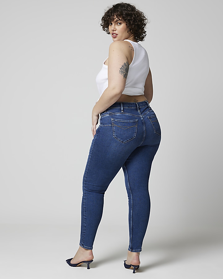 Blue high waisted bum sculpt skinny jeans