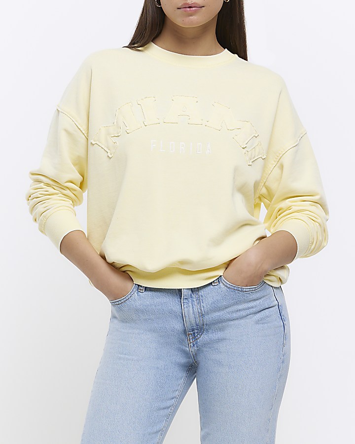 Yellow long cheap sleeve sweatshirt