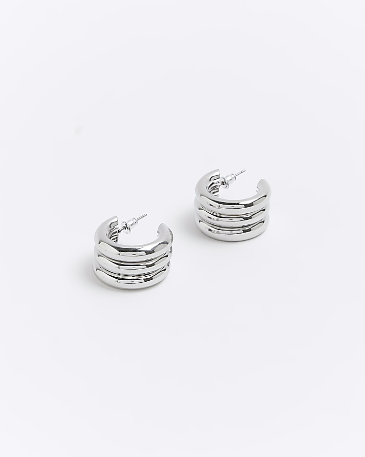 Silver chunky hoop earrings