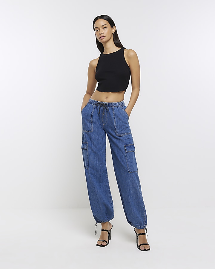 Denim cargo trousers