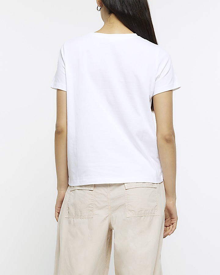 White short sleeve beaded t-shirt