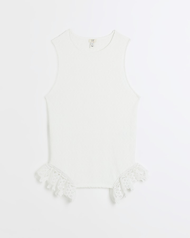Cream lace tank top River Island