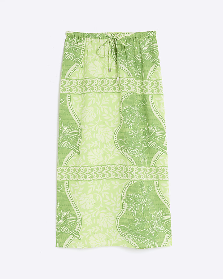 Green floral maxi skirt