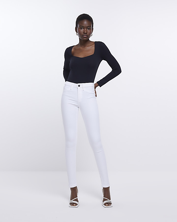 Petite white shop skinny jeggings