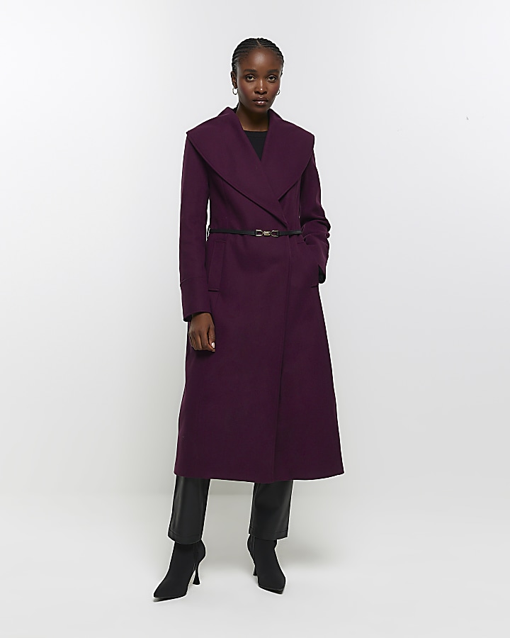 Red belted trench on sale coat