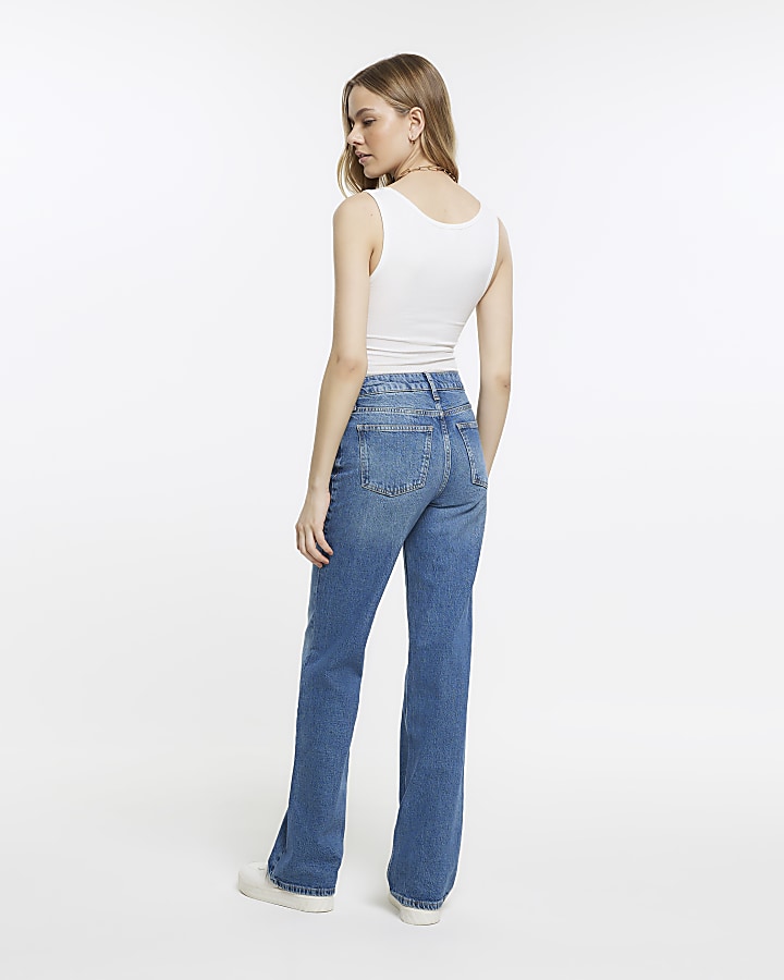 Blue relaxed bootcut jeans
