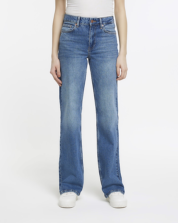 Blue relaxed bootcut jeans River Island