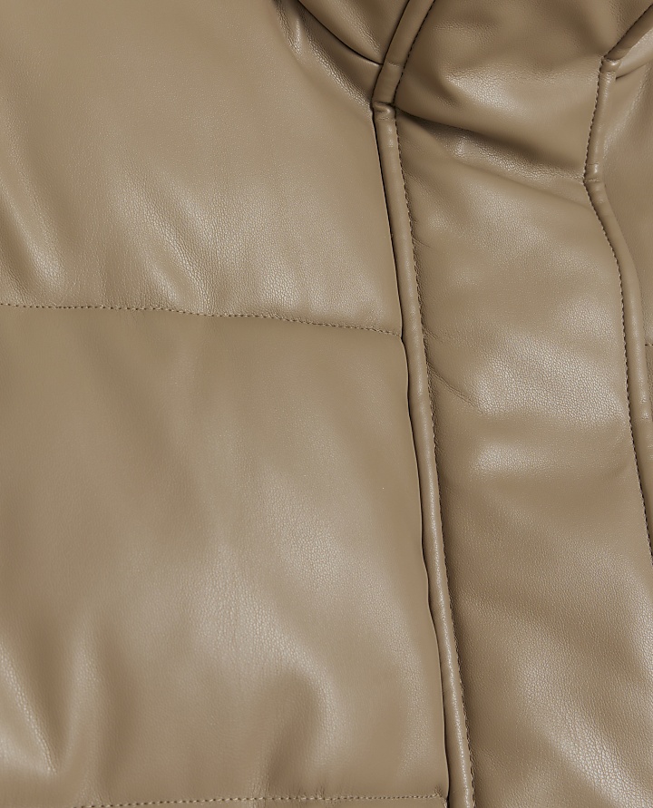 Brown faux leather padded jacket