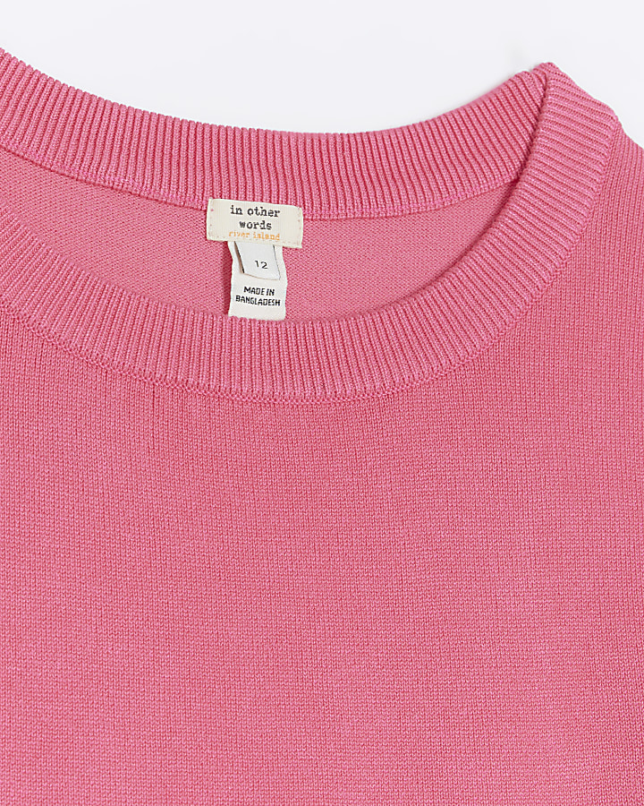 Pink knitted long sleeve top | River Island