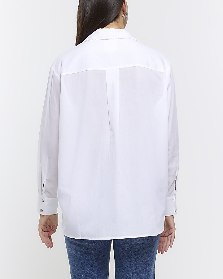 White embellished long sleeve shirt