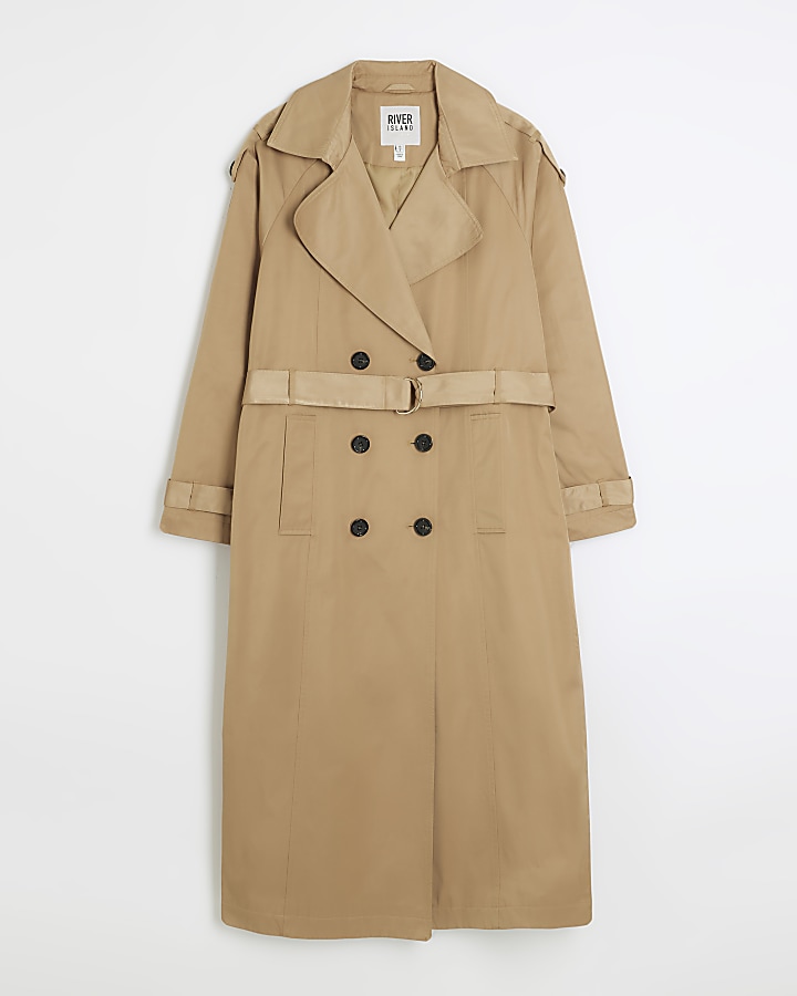 Brown double breasted trench coat