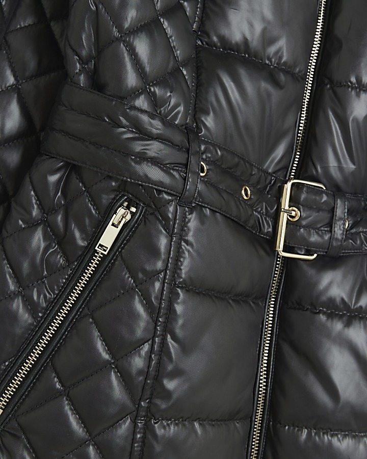 Black belted padded jacket