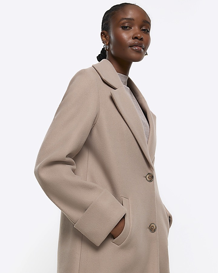 Brown roll sleeve longline coat