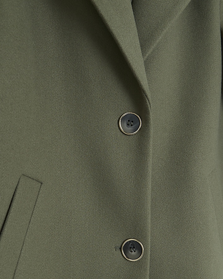 Khaki roll sleeve longline coat