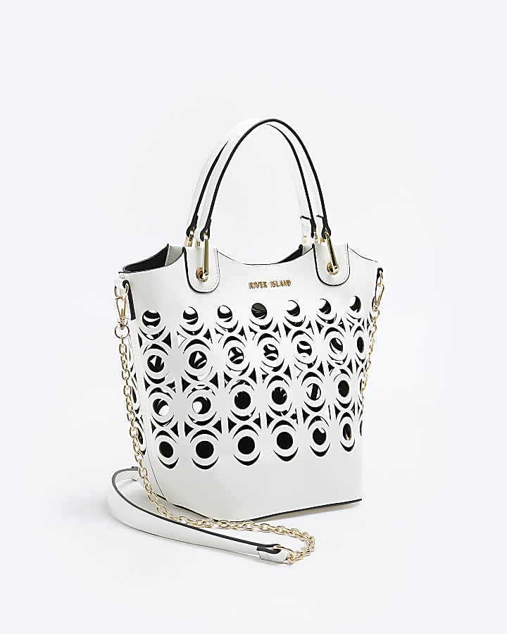 White cut out bucket bag