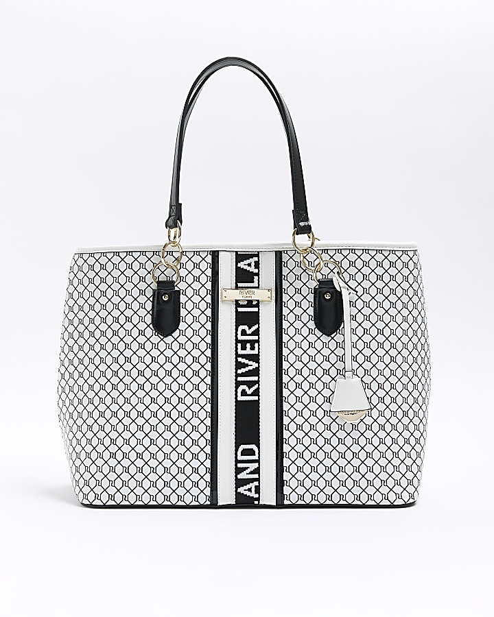 White RI monogram shopper bag