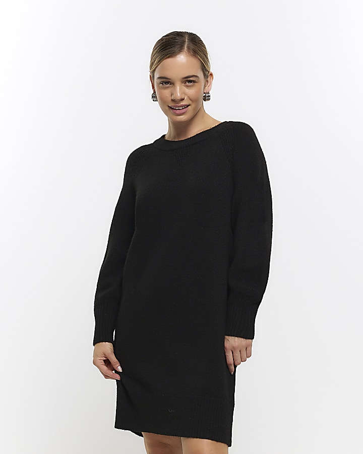 Petite long hotsell sleeve black dress