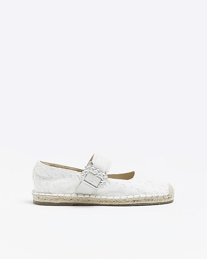 White broderie espadrilles