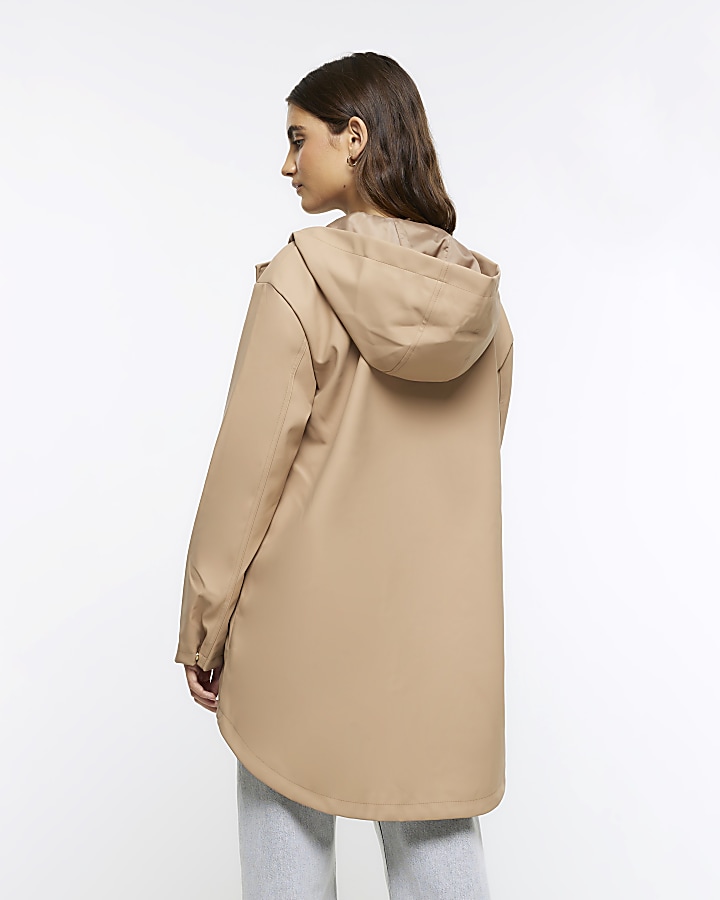 Brown Hooded Rain Coat