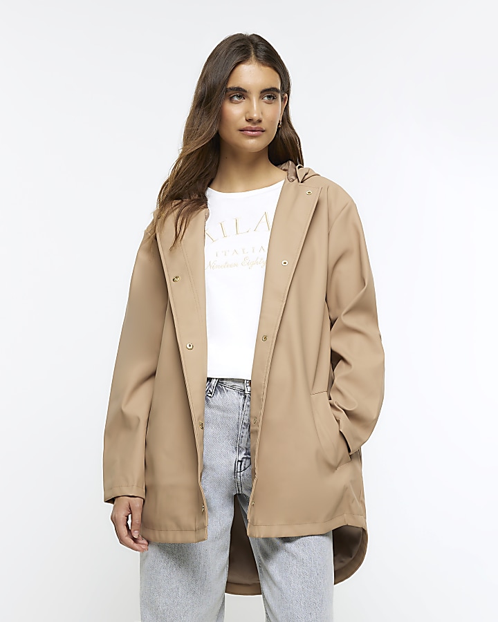 Brown Hooded Rain Coat