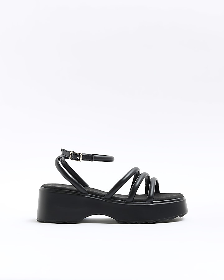 Black hot sale strappy flatforms