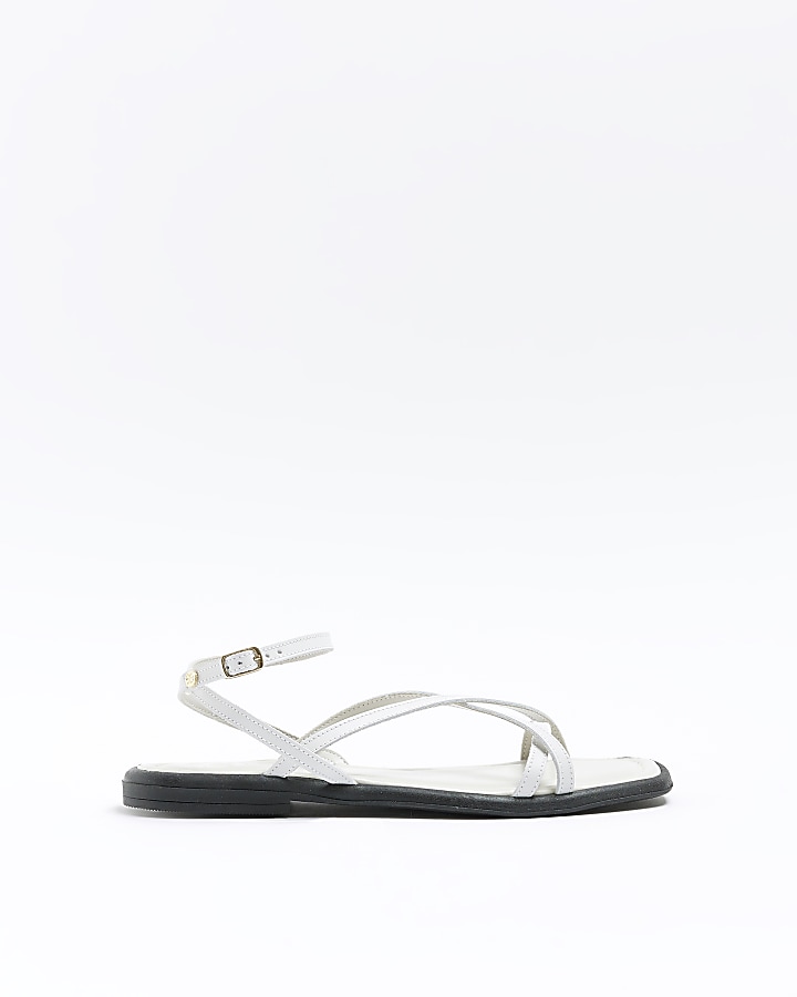 River island white online sandals