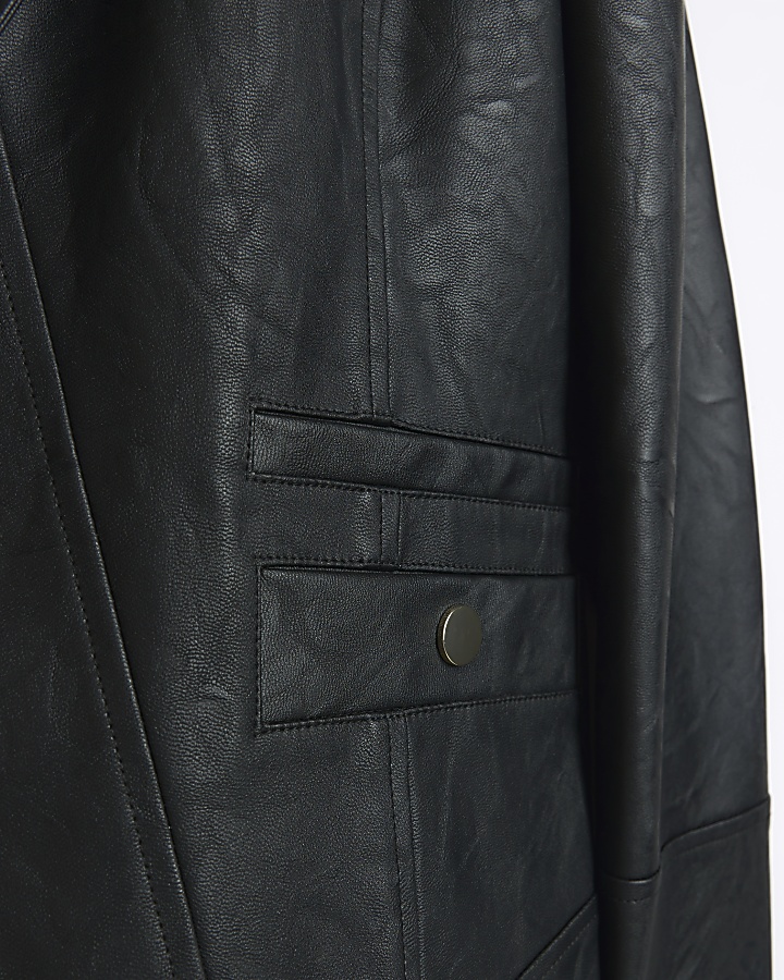 Black Faux Leather Blazer