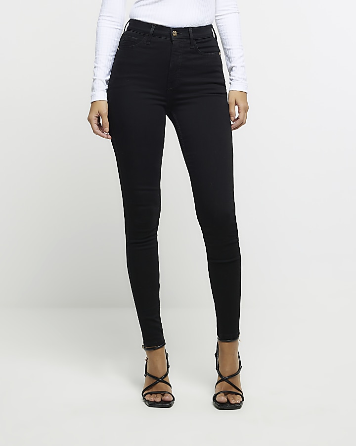 Black high waisted skinny jeans River Island