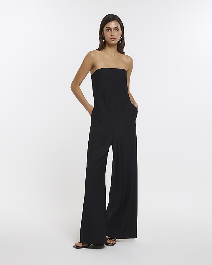 Black bandeau jumpsuit store uk