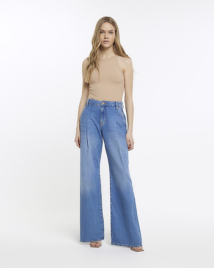 Wide leg hot sale jeans womens uk