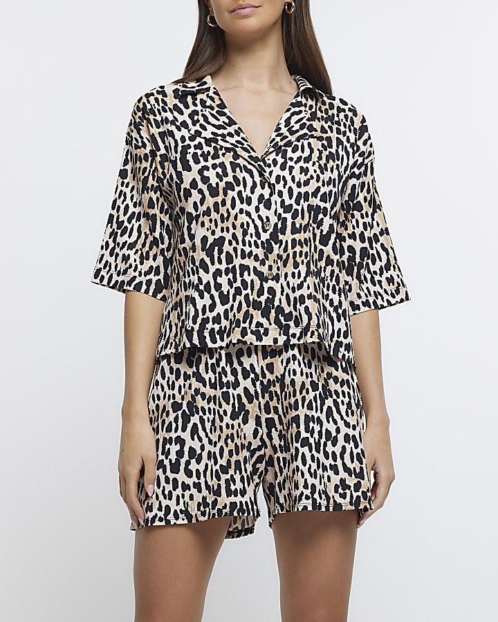 River island store leopard print shorts