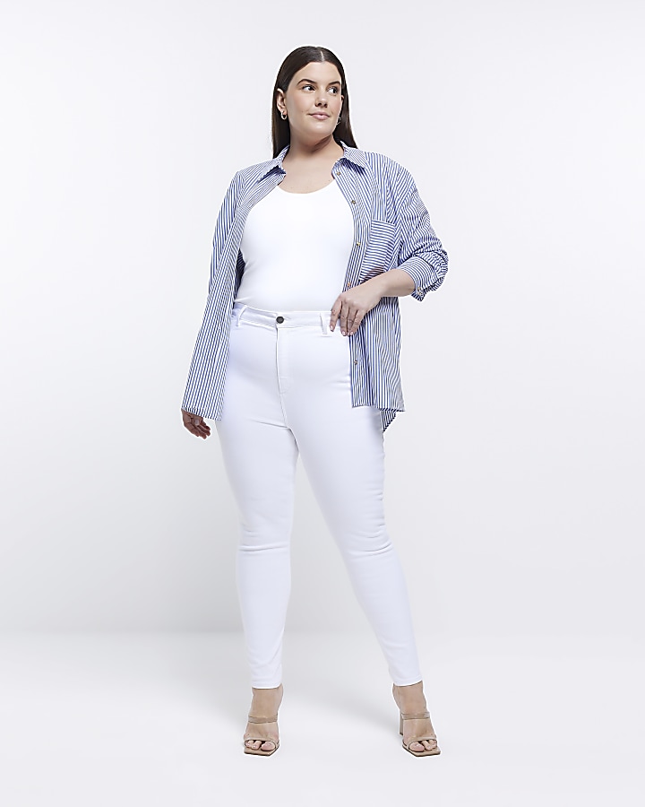 Plus white mid rise sculpt jeans